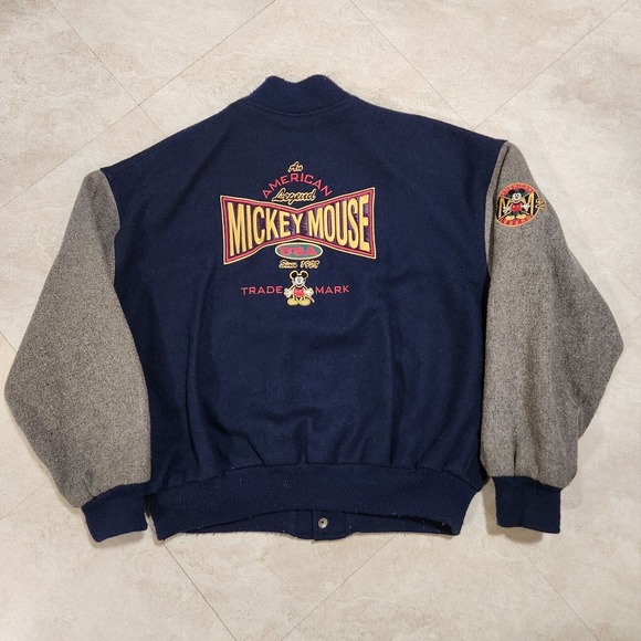 VTG Walt Disney Mens L Large Mickey Mouse Wool Varsity Bomber Jacket USA Made - Picture 2 of 12